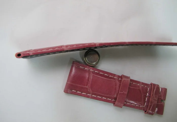 全新 訂製高級鱷魚皮錶帶 粉紅色 規格20/18 全新 售出不退換 圖3